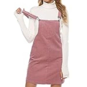 Pink Corduroy Overalls Dress - Back To School